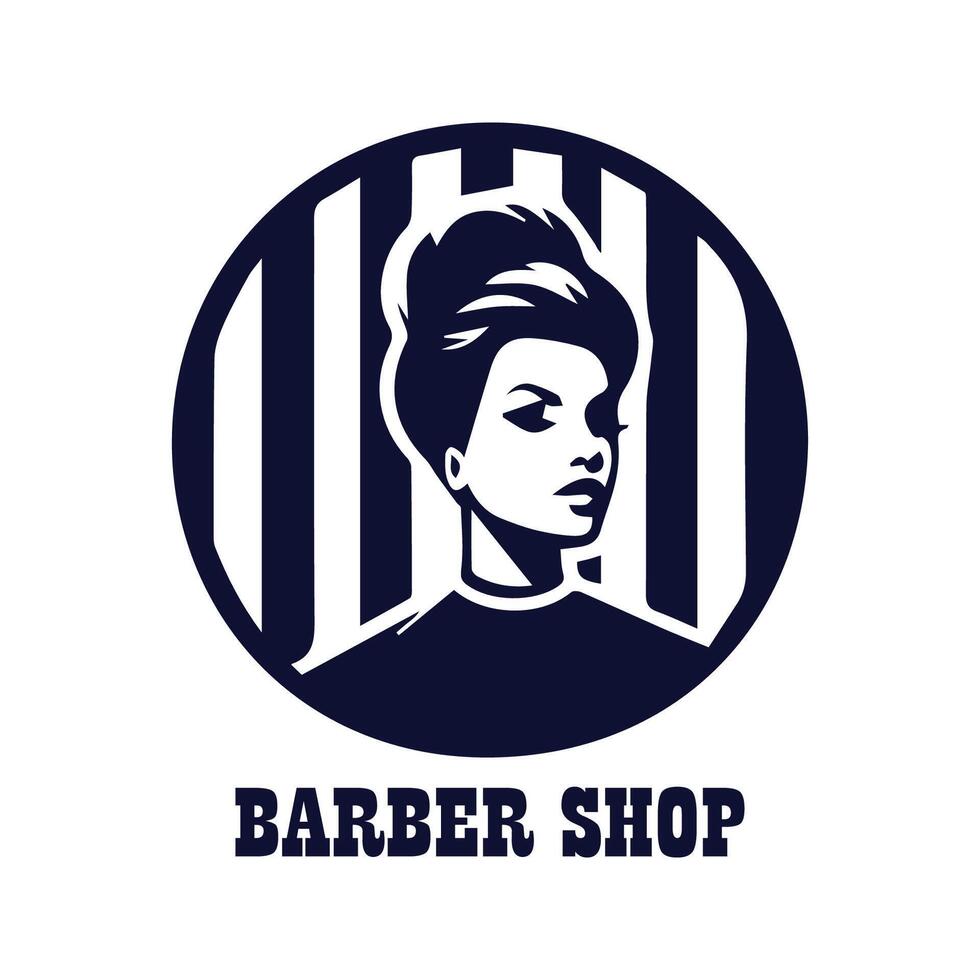Illustration Barber Shop Simple Logo With Icon vector