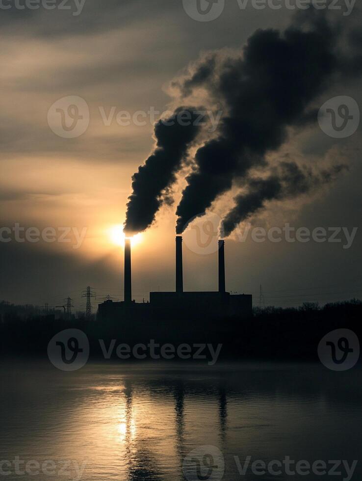 A factory with smoke coming out of the chimneys photo
