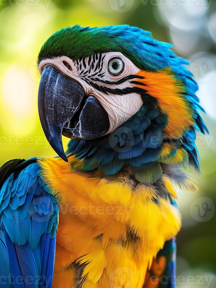 A close up of a colorful parrot photo