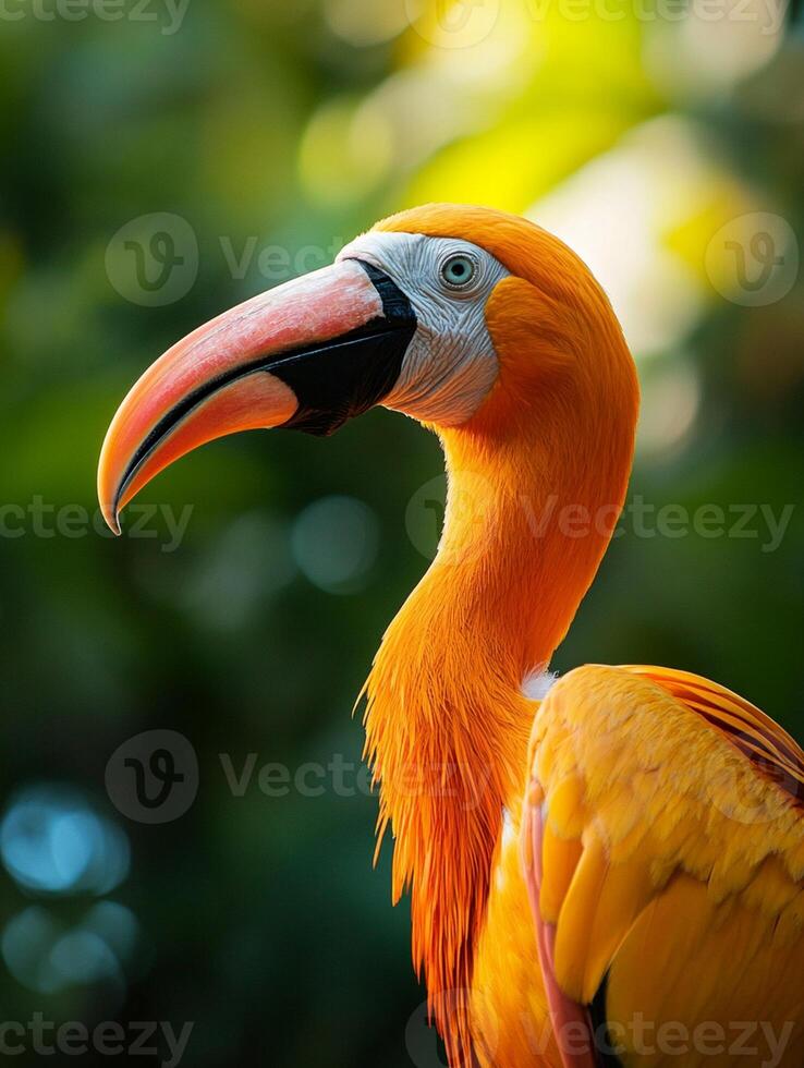 A close up of a bird with a long beak photo