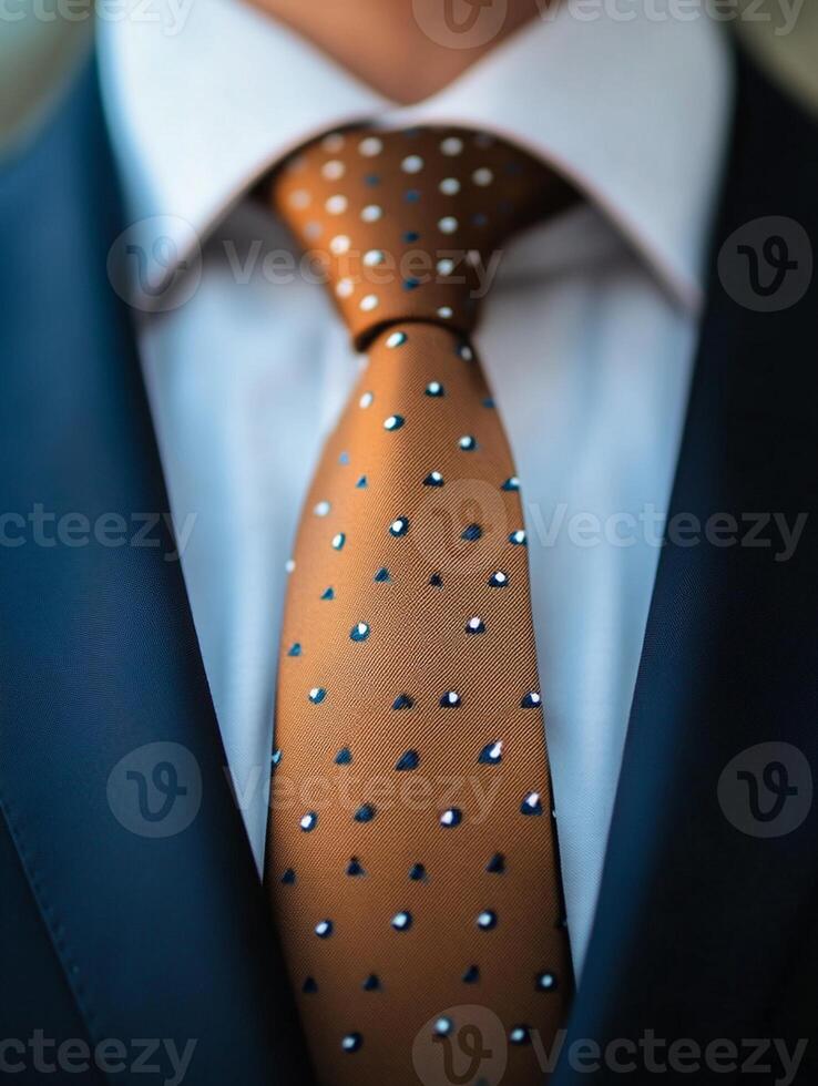 Close up of a man wearing a suit and tie photo