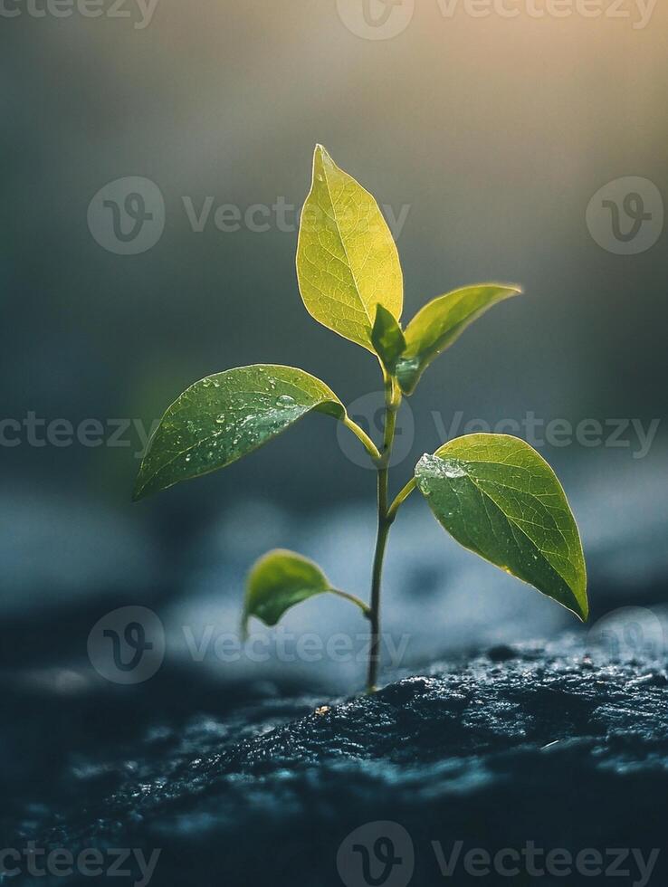 A small plant sprouting from the ground photo