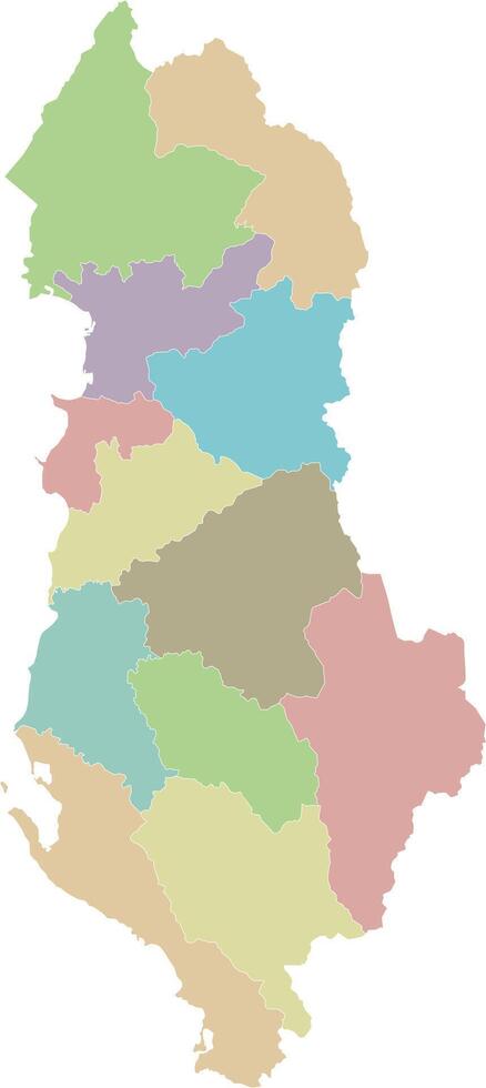 regional blank map of Albania with counties or territories and administrative divisions. Editable and clearly labeled layers. vector