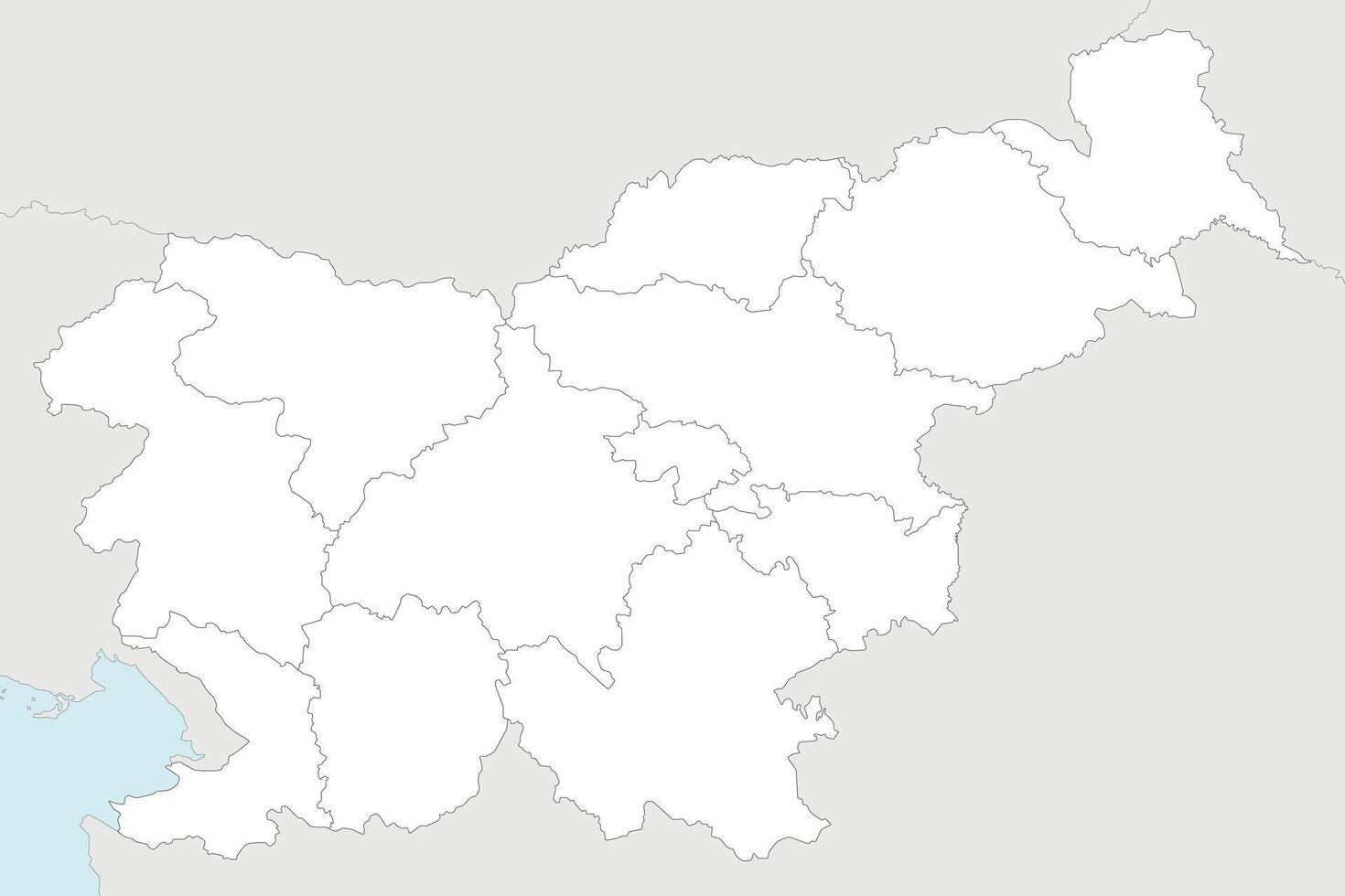 blank map of Slovenia with statistical regions and administrative divisions, and neighbouring countries and territories. Editable and clearly labeled layers. vector