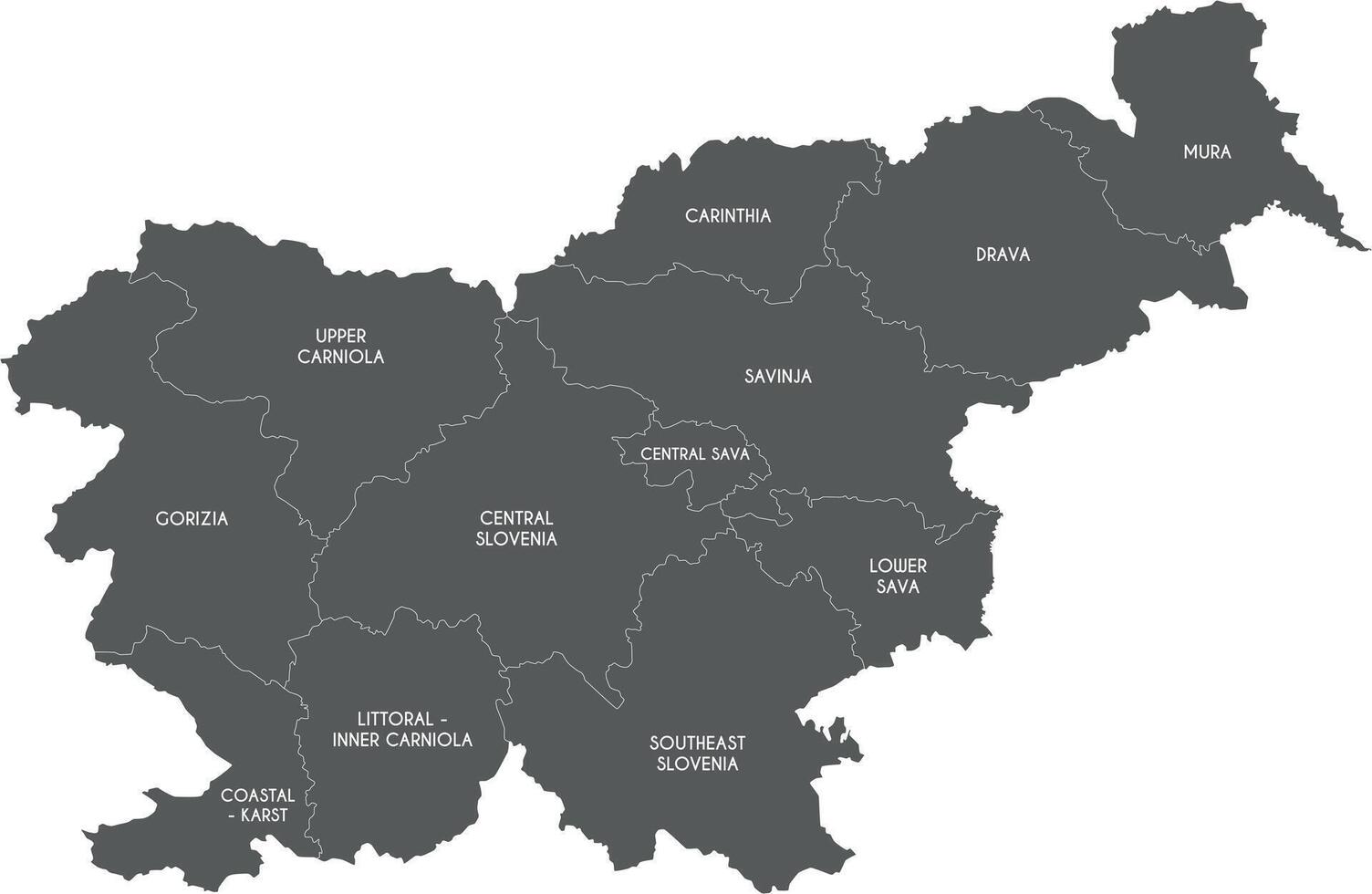 map of Slovenia with statistical regions or territories and administrative divisions. Editable and clearly labeled layers. vector