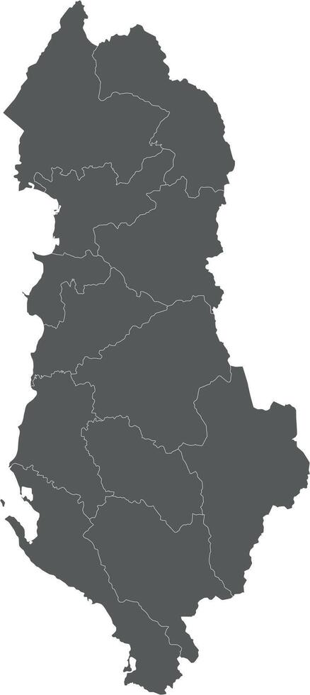 regional blank map of Albania with counties or territories and administrative divisions. Editable and clearly labeled layers. vector