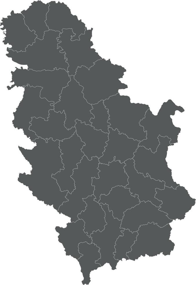 regional blank map of Serbia with districts or territories and administrative divisions. Editable and clearly labeled layers. vector