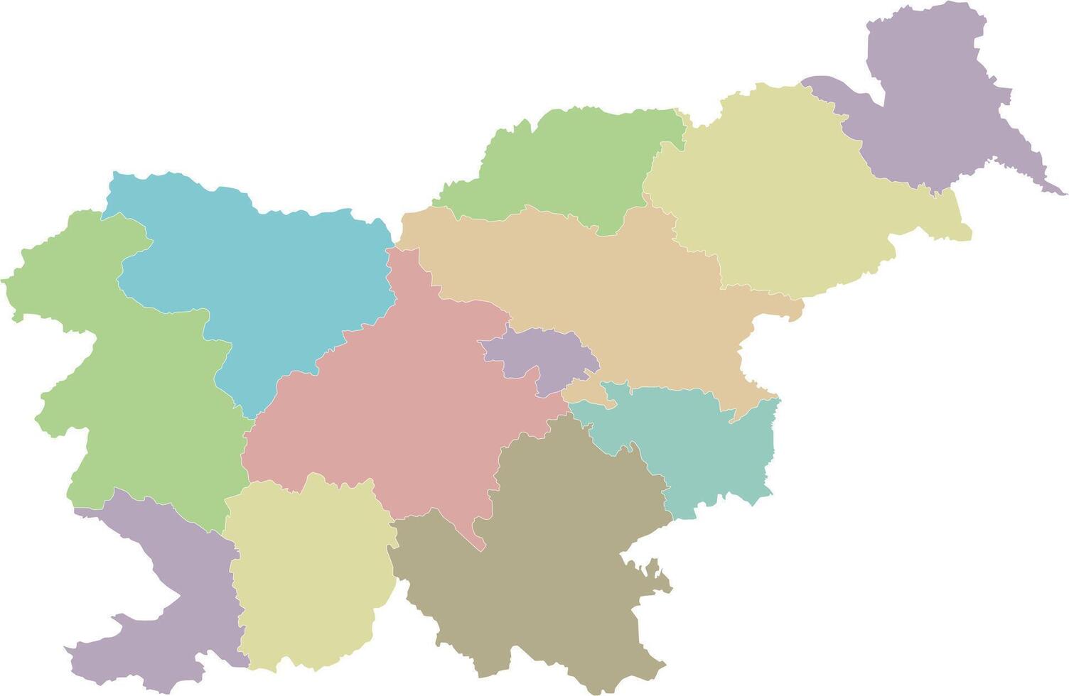 blank map of Slovenia with statistical regions or territories and administrative divisions. Editable and clearly labeled layers. vector