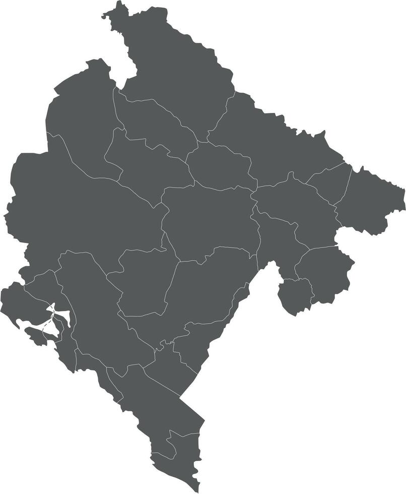 regional blank map of Montenegro with municipalities and administrative divisions. Editable and clearly labeled layers. vector