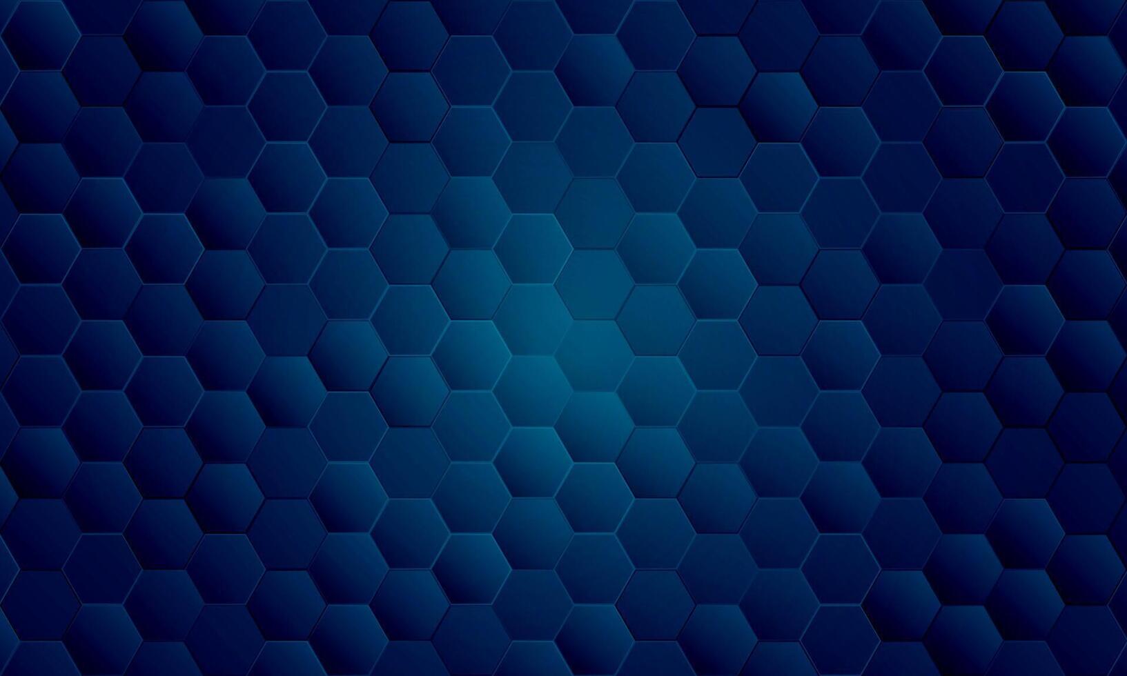 3D Futuristic honeycomb mosaic dark blue background. hexagon grid cell pattern. vector
