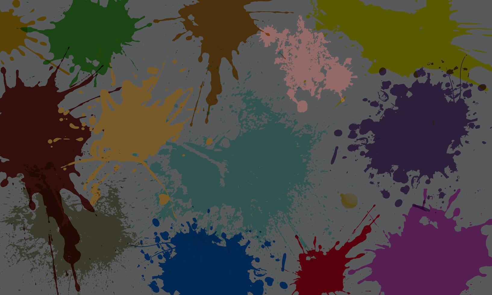 Colorful watercolor splash splatter stain brush strokes on soft grey background. spot paint. vector