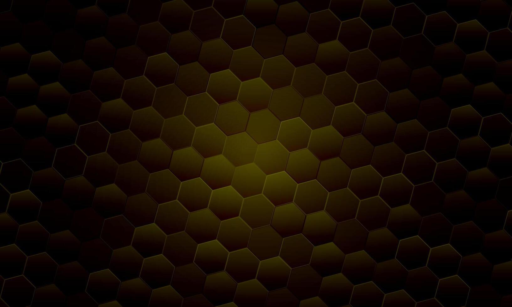 3D Futuristic honeycomb mosaic dark yellow background. hexagon grid cell pattern with light. soft color. vector