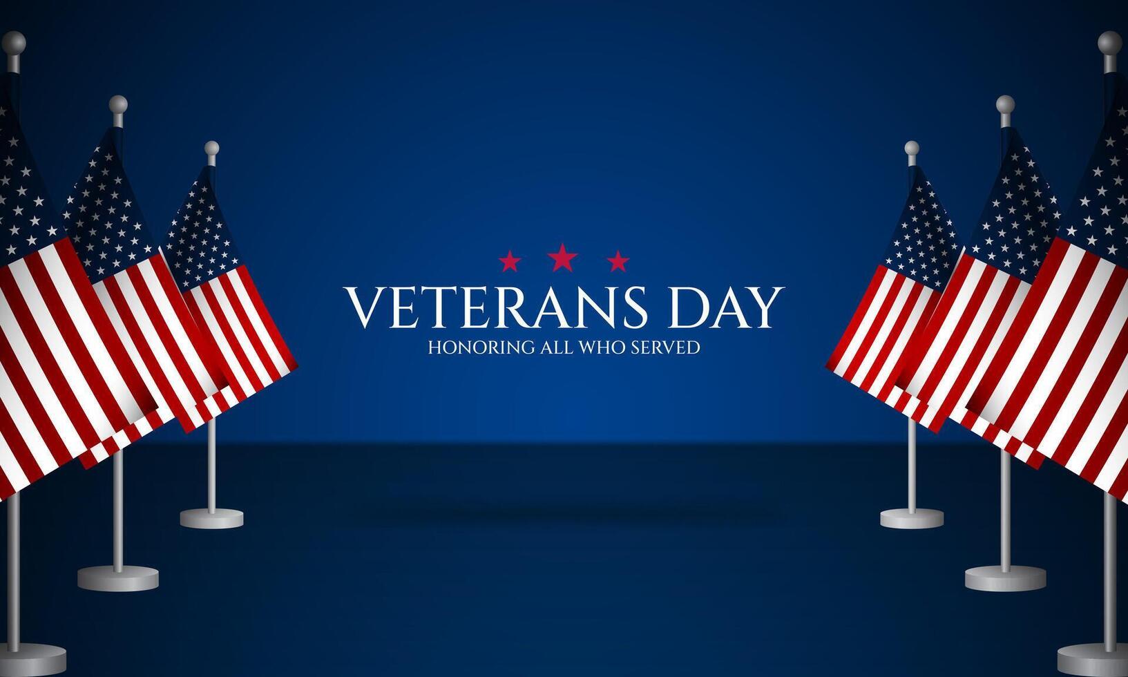 Veterans day background with american flags vector