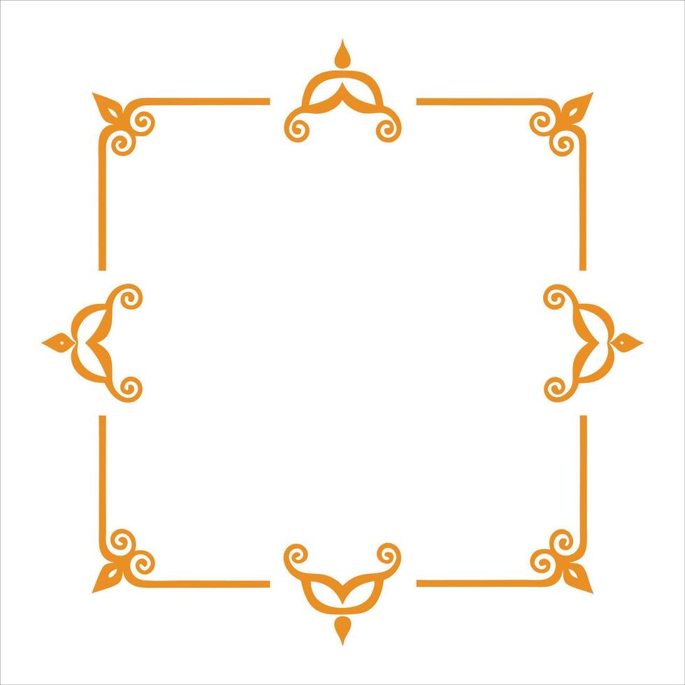 An orange square frame with a floral design vector