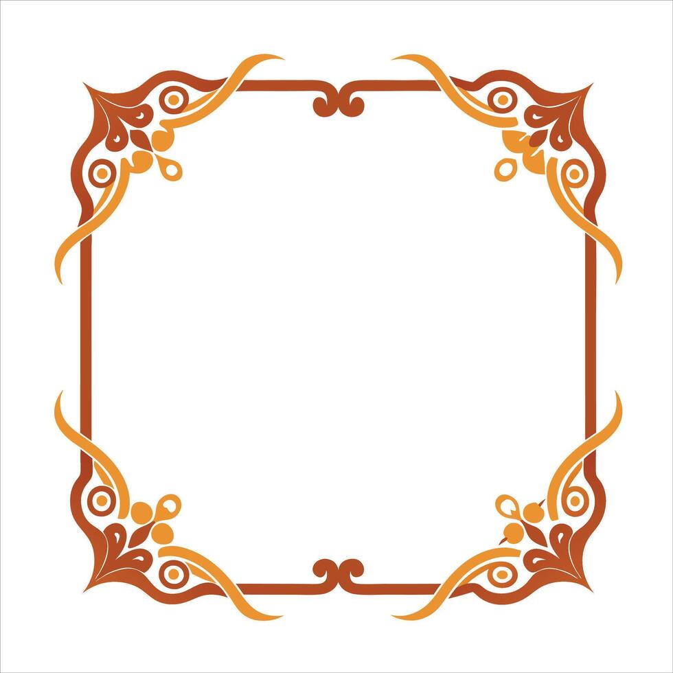 An orange and brown frame with swirls vector