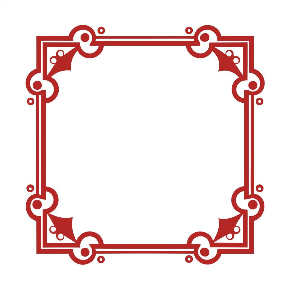 A red frame with a scroll pattern vector