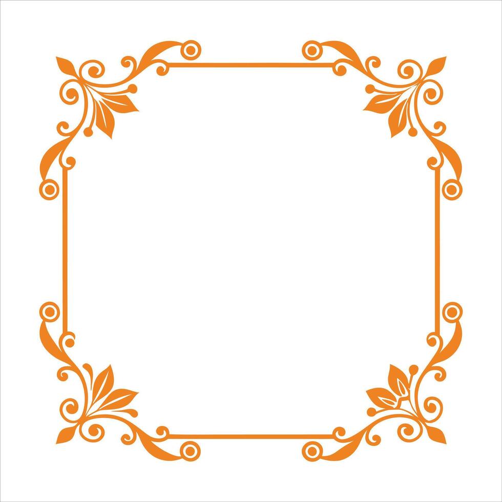 An orange frame with a floral design vector