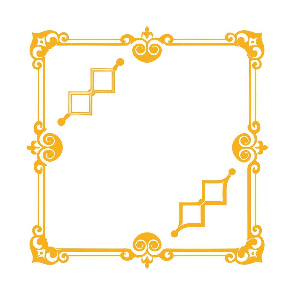 Gold frame with a square pattern vector