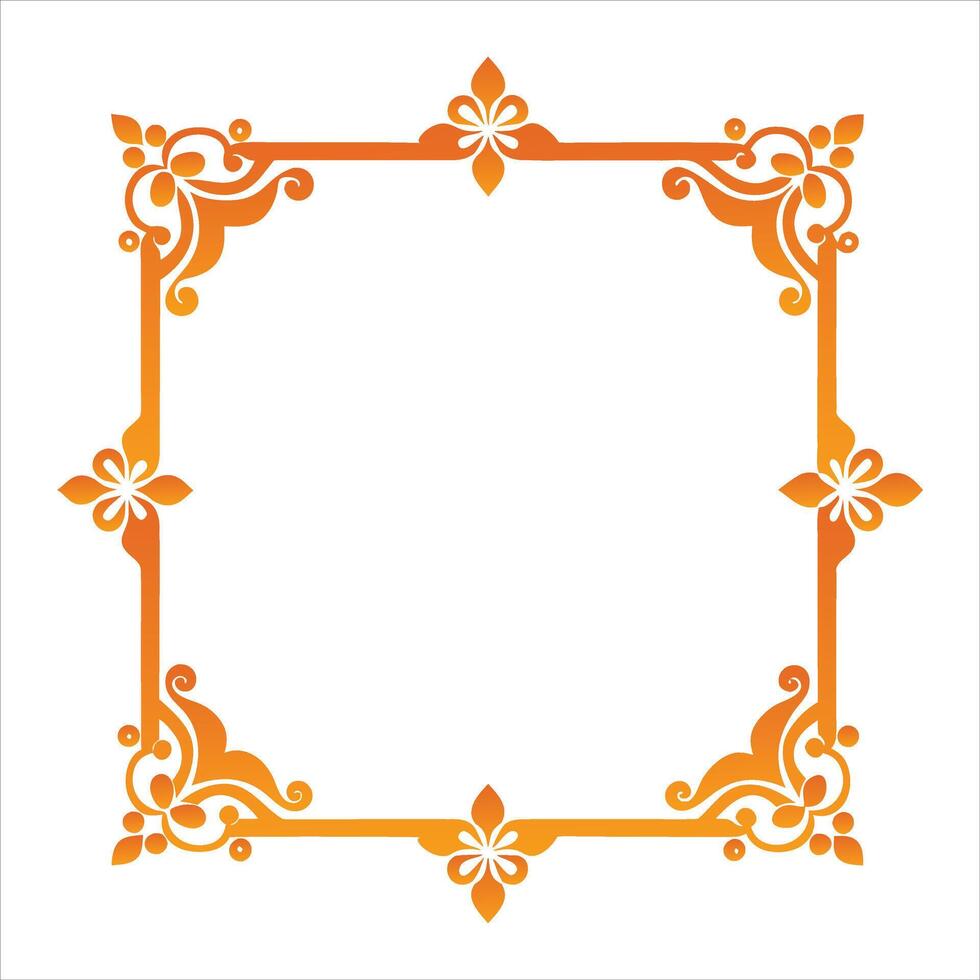 Orange frame with floral design vector
