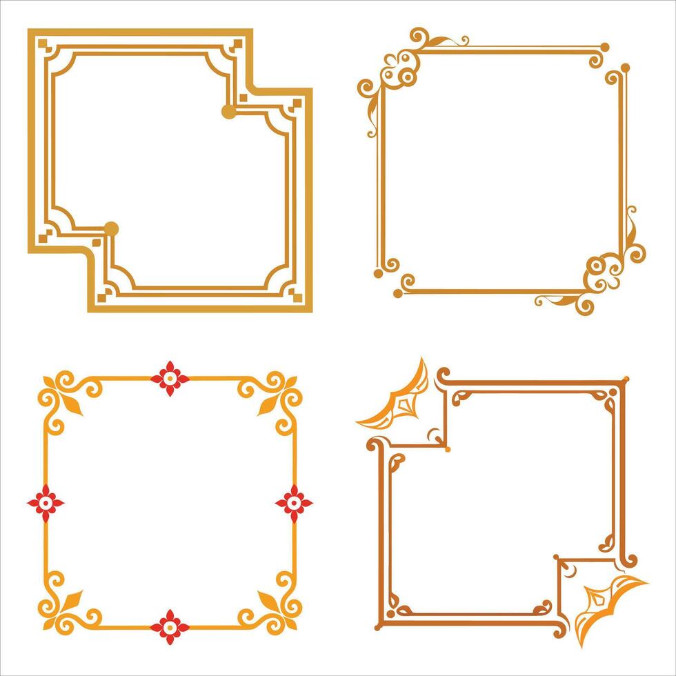 Four different ornamental frames with different designs vector