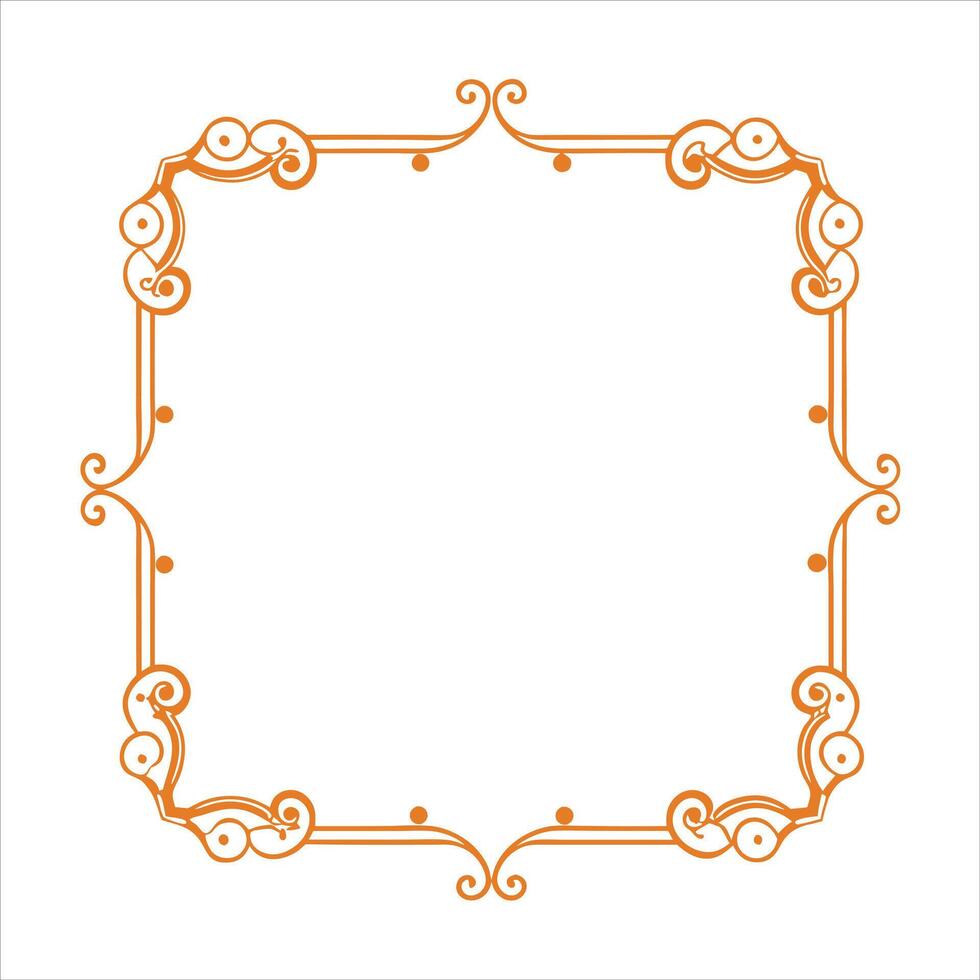 An orange frame with a scroll pattern vector