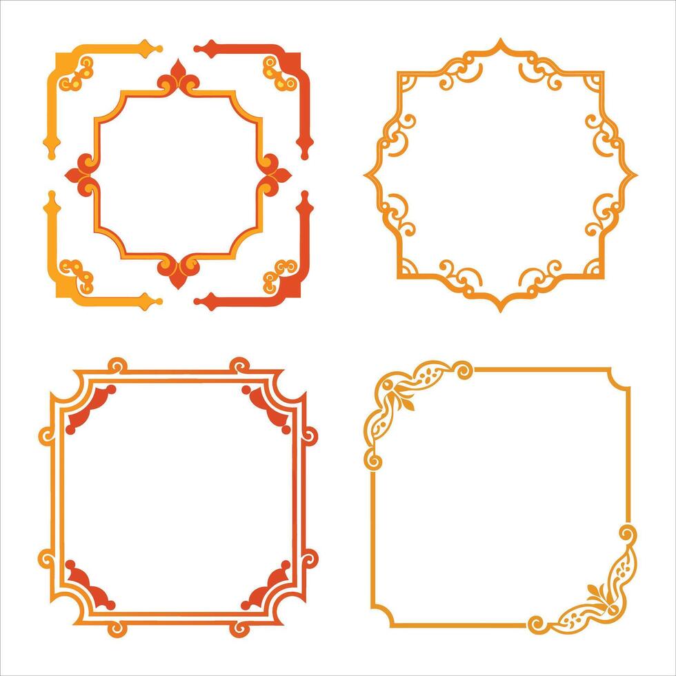 Four different ornamental frames with different designs vector