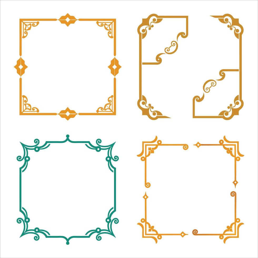 Four different ornamental frames with different colors vector