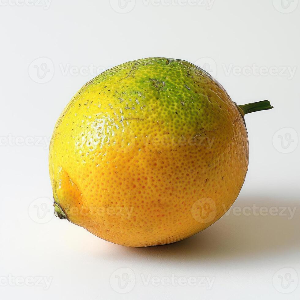 a close up of an orange on a white background photo