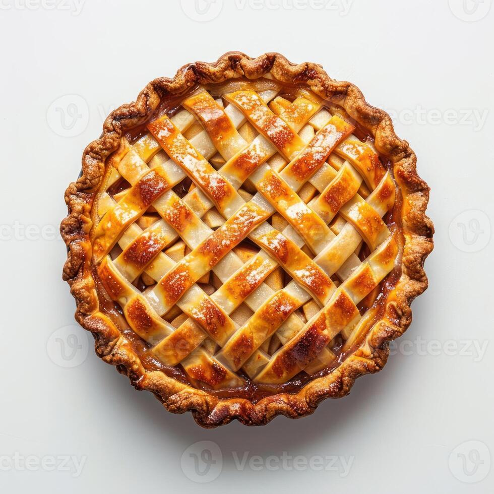 a pie with a lattice design on top of it photo