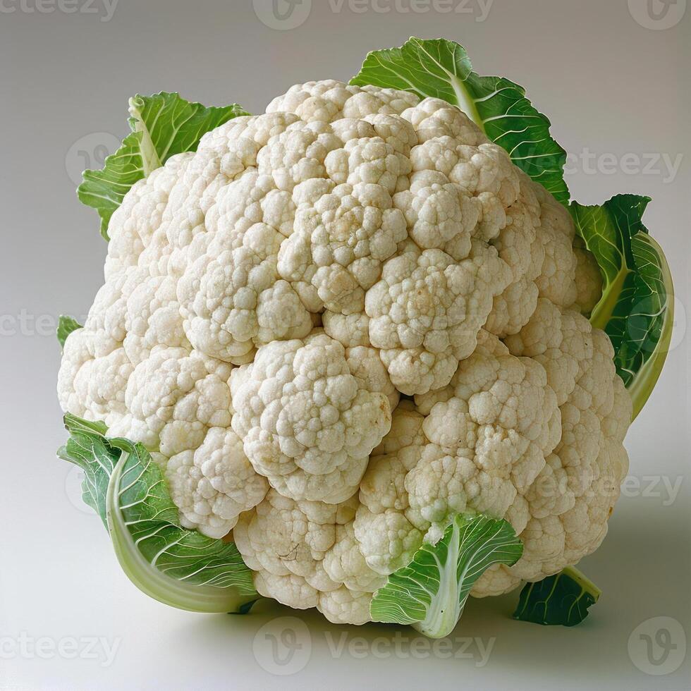Fresh cauliflower head with green stem photo