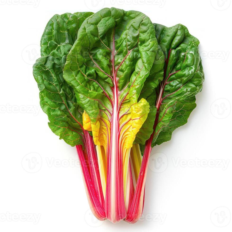 Fresh green and yellow leafy vegetable against a white background. photo