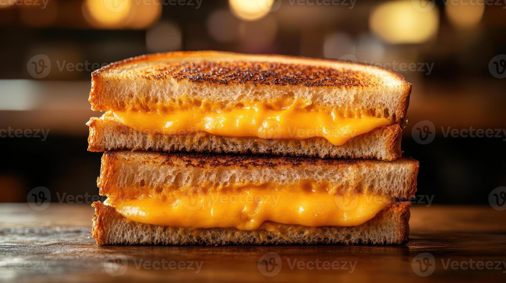 A picture of a melted cheesy sandwich grilled to perfection, photo