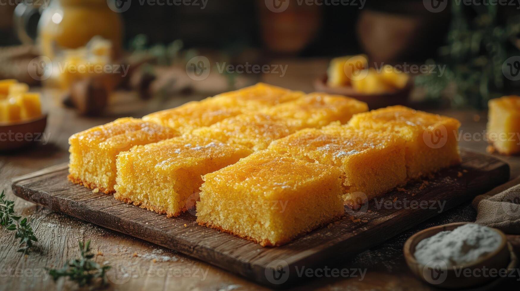 Moist and appetizing baked cheesecake slices ready to be served, photo