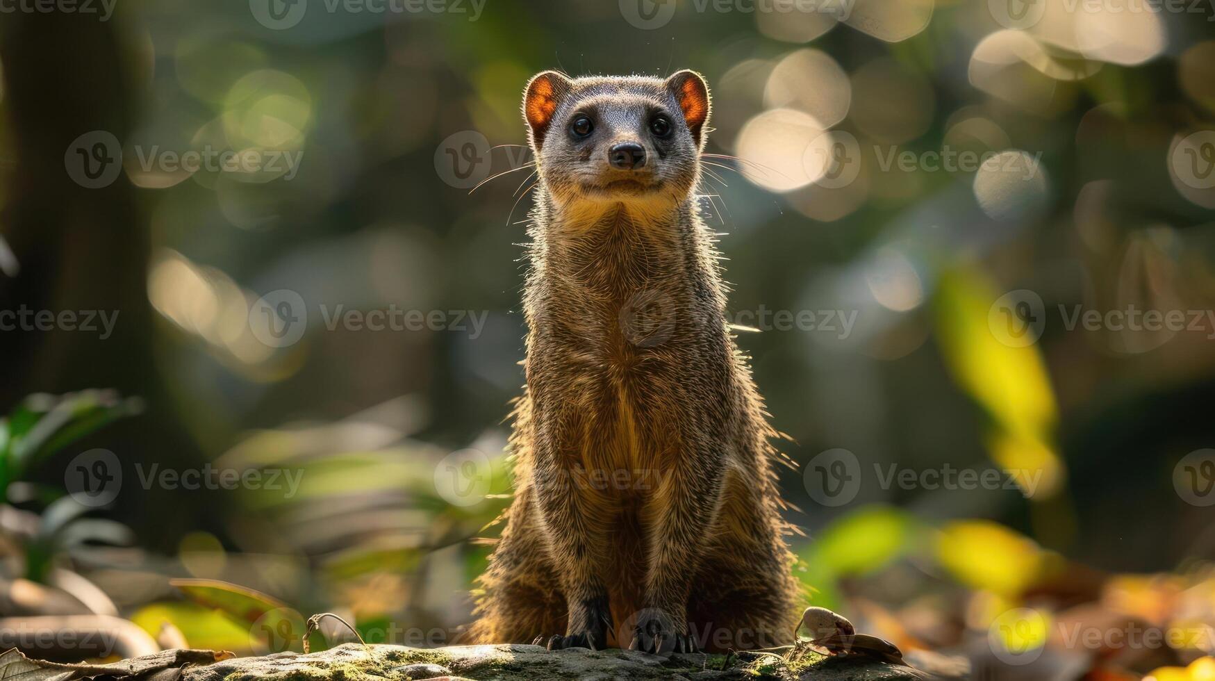 A close-up image of a small yellow and brown mammal with sharp teeth, photo