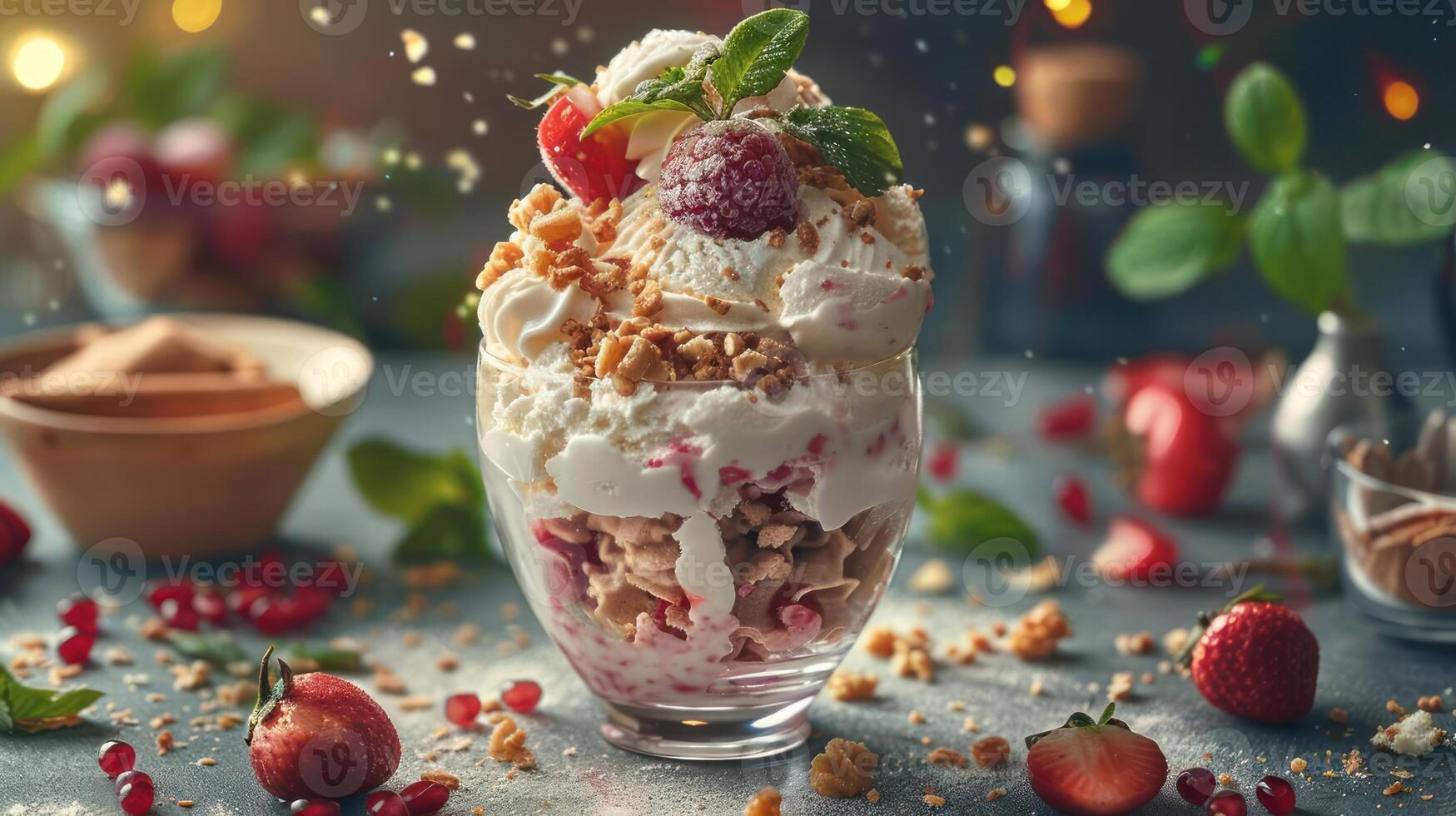 A tantalizing display of ice cream and dessert dishes photo