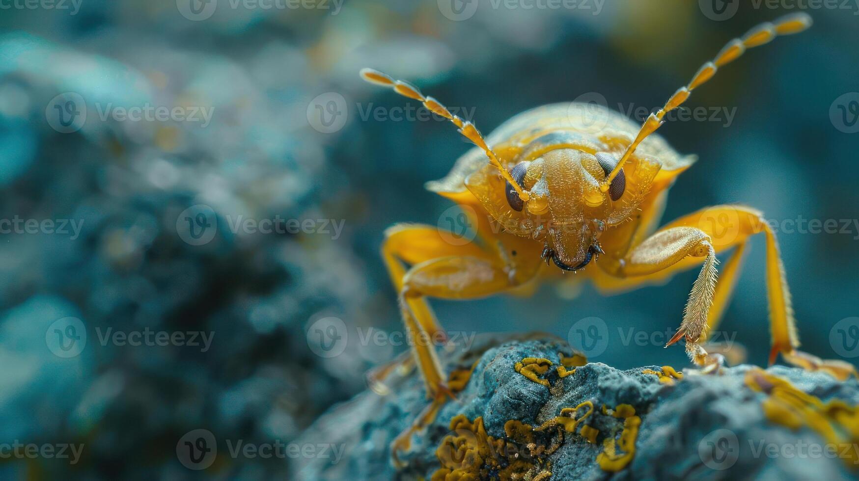 A close up of a bug on a rock photo