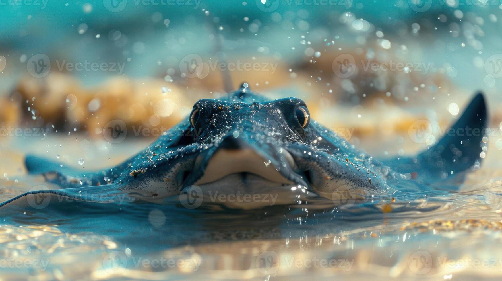 A stingray is swimming in the water photo