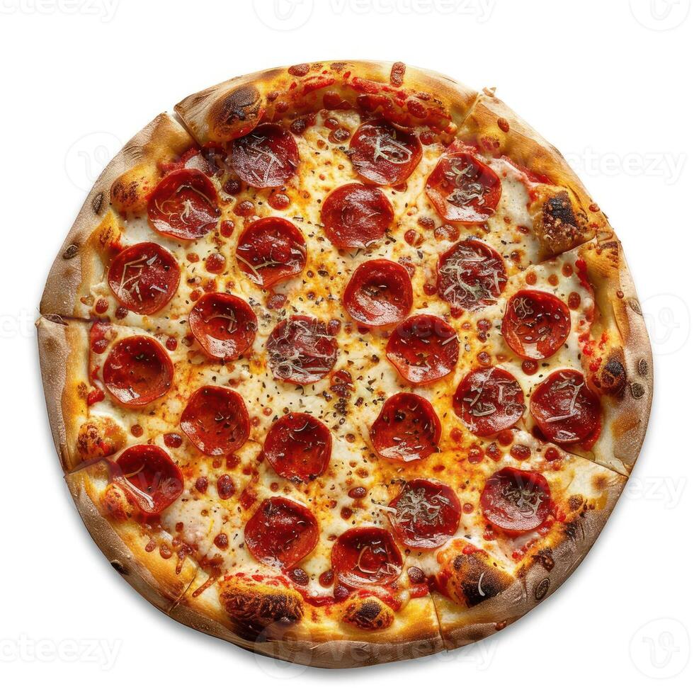 A whole pepperoni pizza. photo