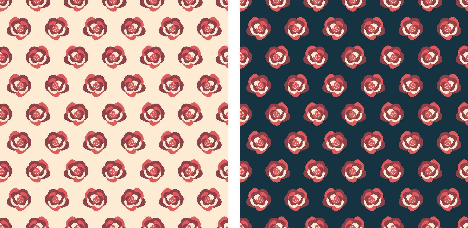 Floral seamless pattern. Rose background. Set of Repeatable template with Elegant flowers. Vintage pattern for decoration, wallpaper, textiles, printing, romantic design. illustration vector