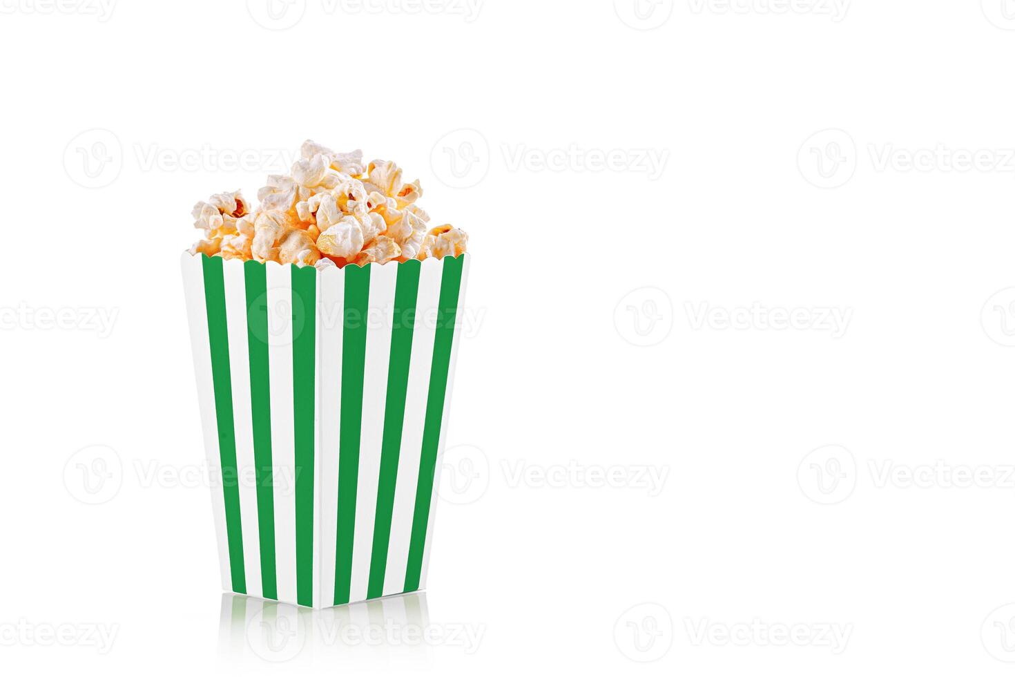 cardboard glass green with popcorn on a white transparent background photo