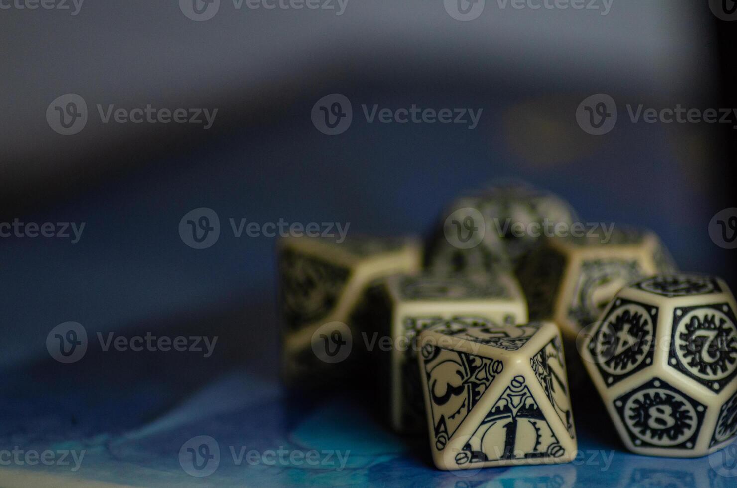 8-sided dice for role-playing. Selective focus. board game concept photo