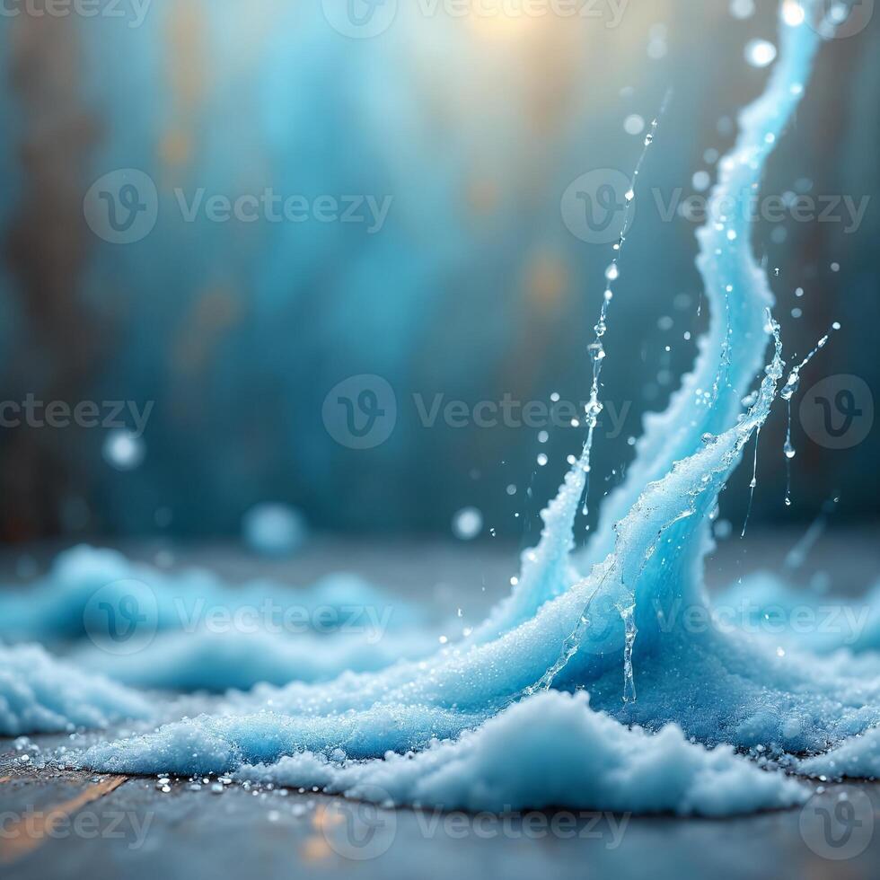 Blue Liquid Splashing On Surface With Droplets And Water Splashes photo