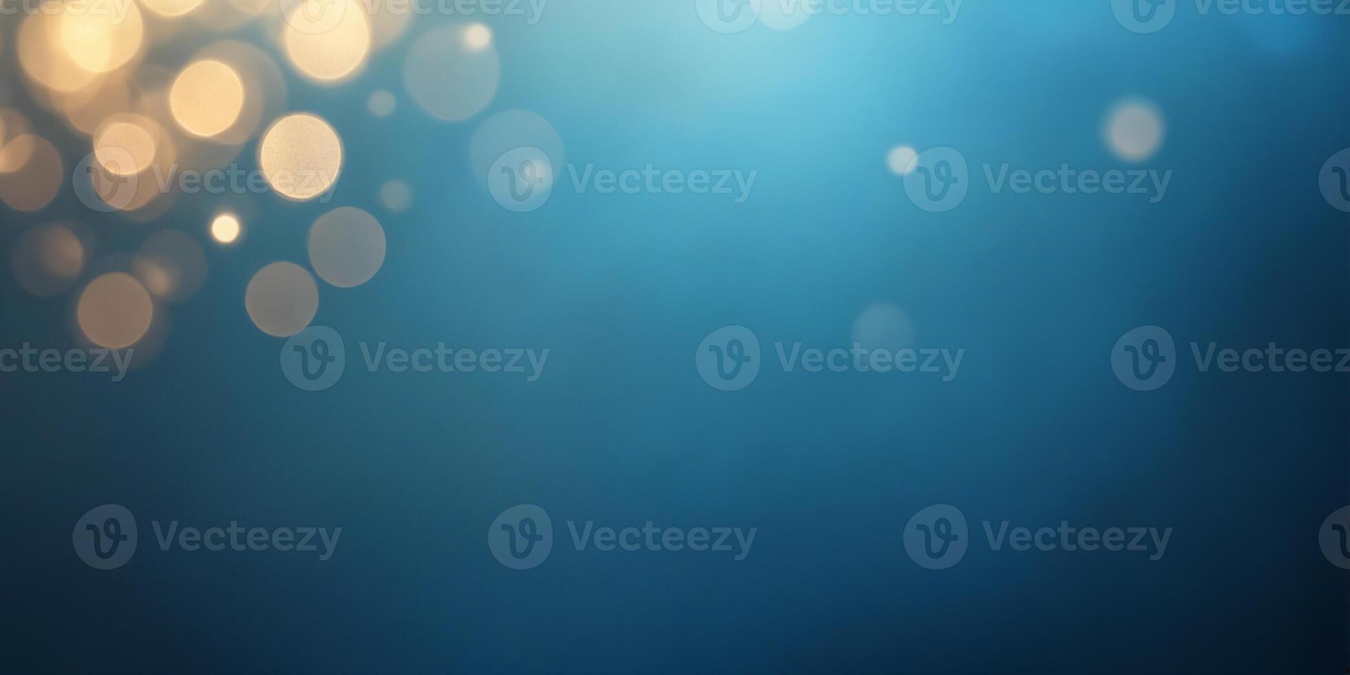 Abstract Blue Background with Golden Bokeh Lights photo