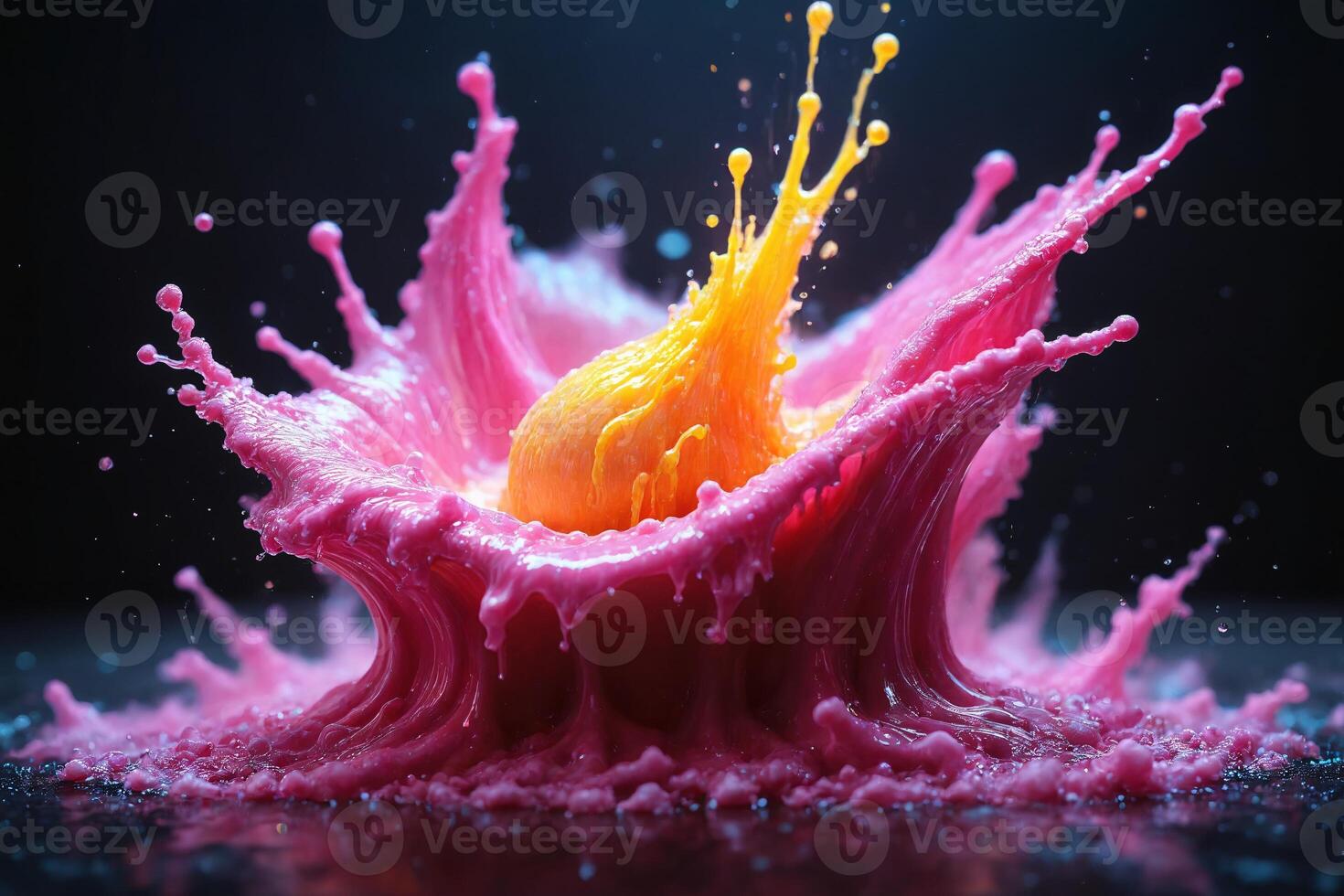 Abstract Pink and Yellow Liquid Splash with Dynamic Shape photo