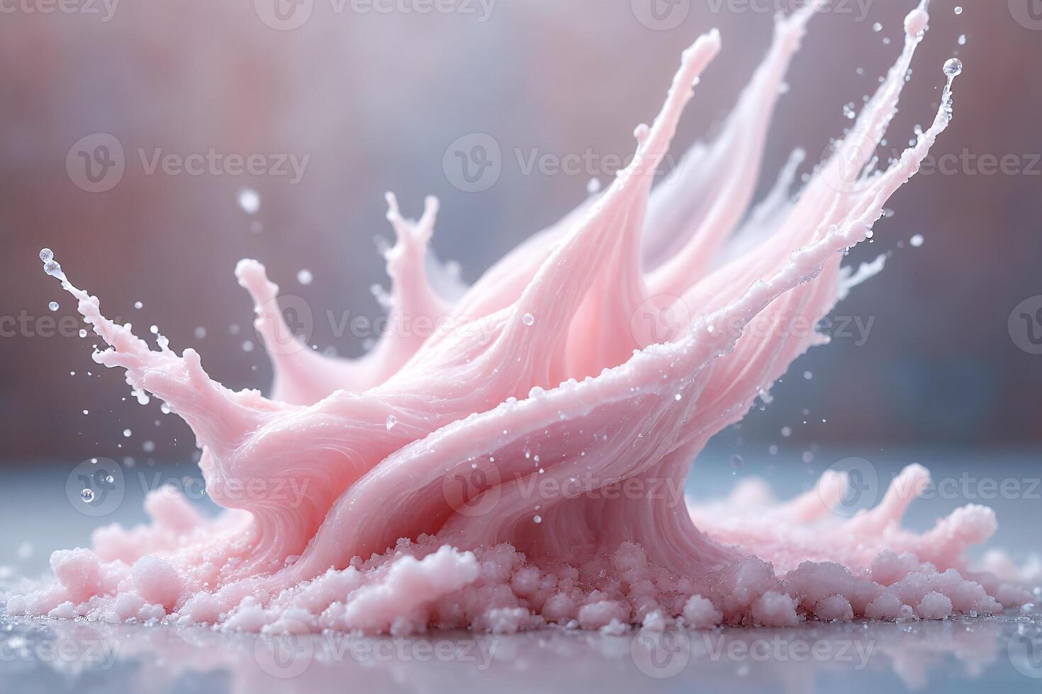 Abstract Pink Liquid Splash Crown Shaped Creamy Texture Art Background Design photo