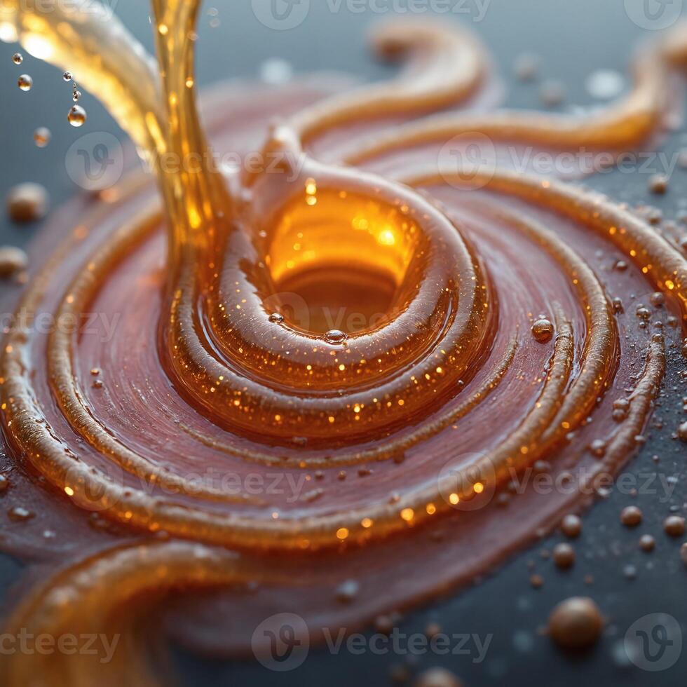 Golden Liquid Splashing and Creating Abstract Patterns photo