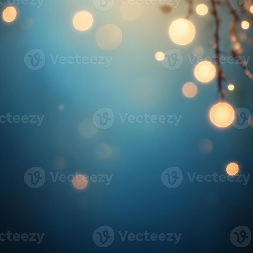 Abstract Blurred Lights Background Blue Gold Bokeh photo