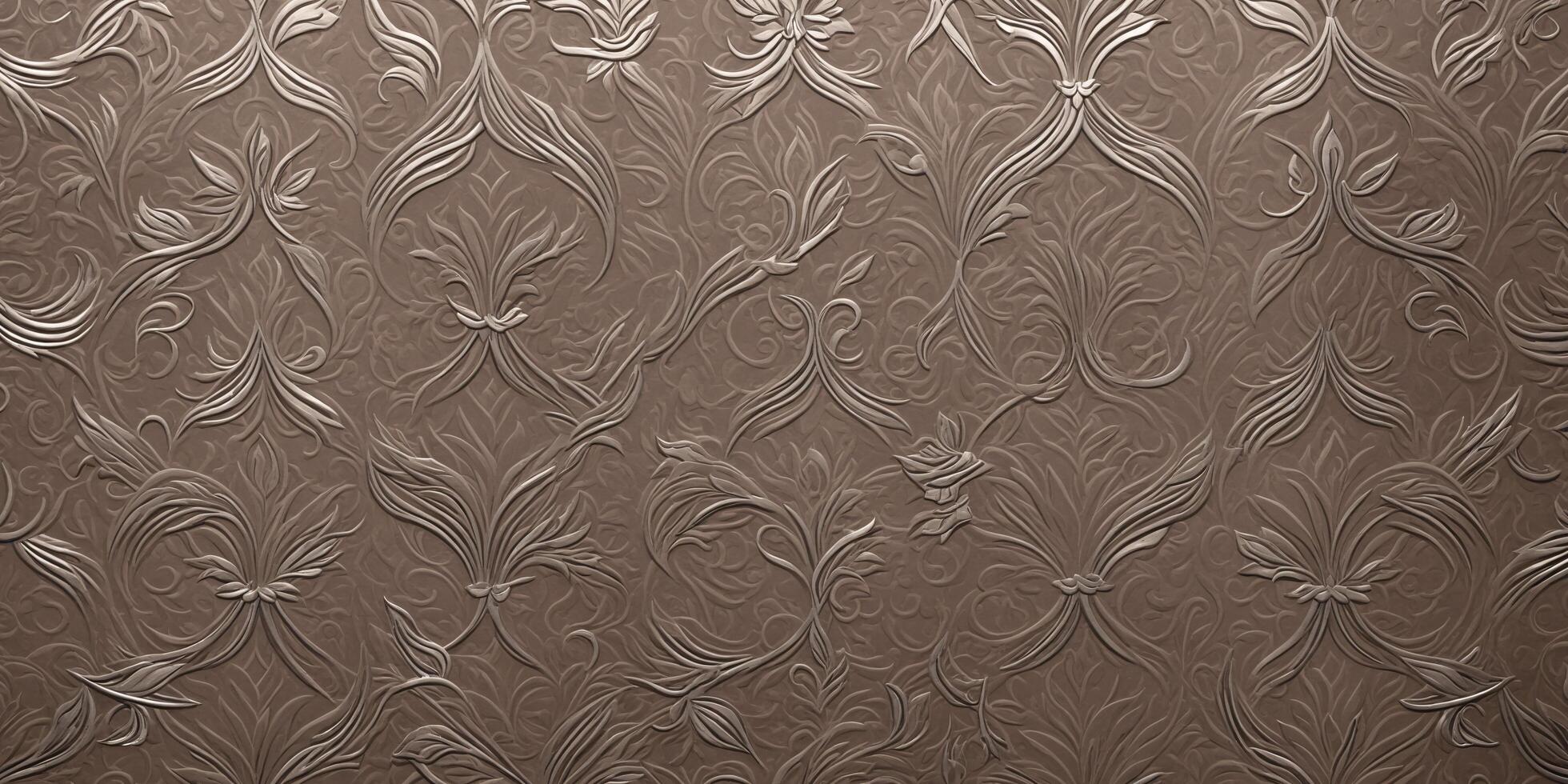 Embossed Floral Pattern Texture Background Brown Wallpaper Design photo