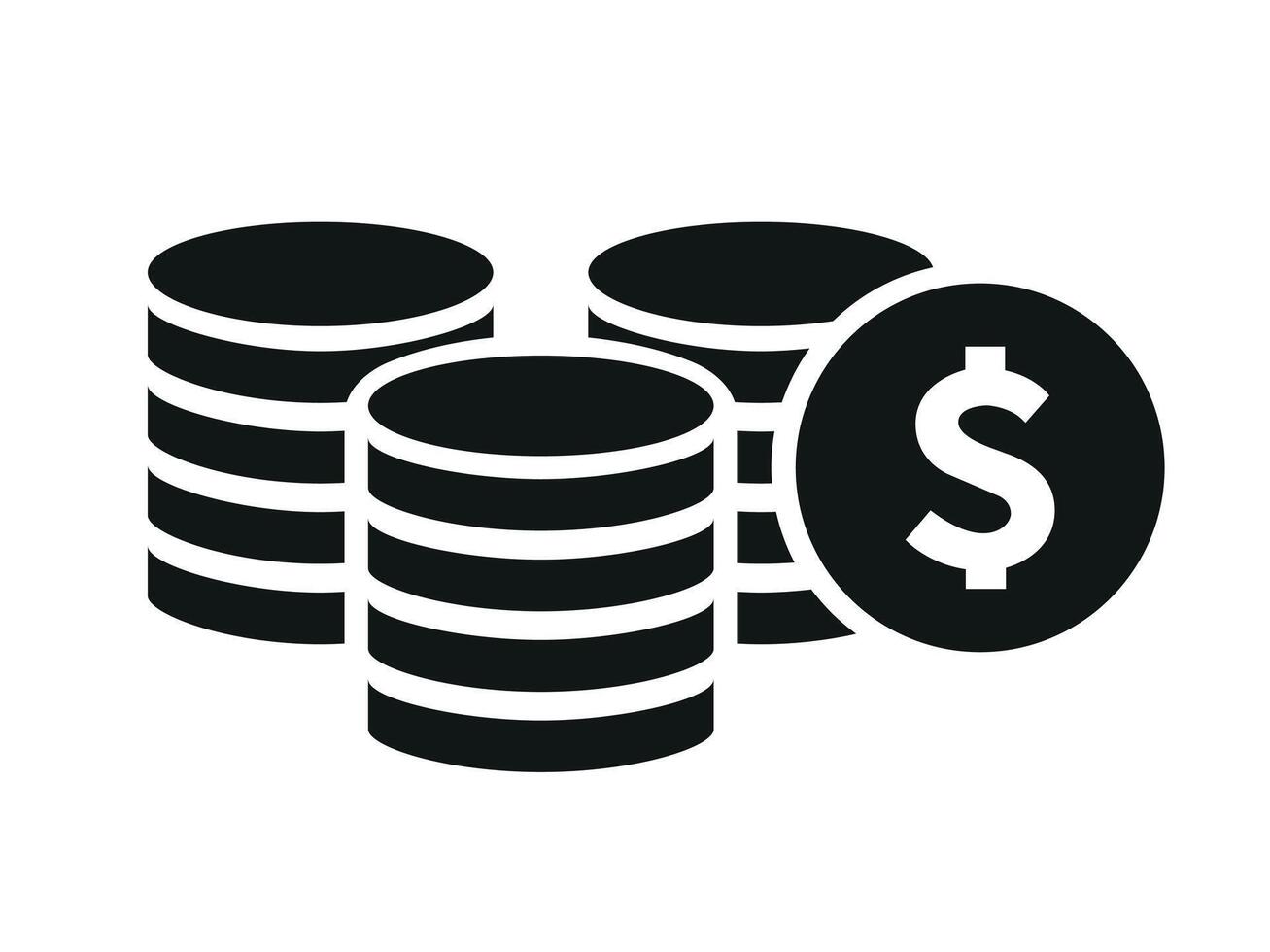 Money stack coins pile icon with dollar sign illustration. vector