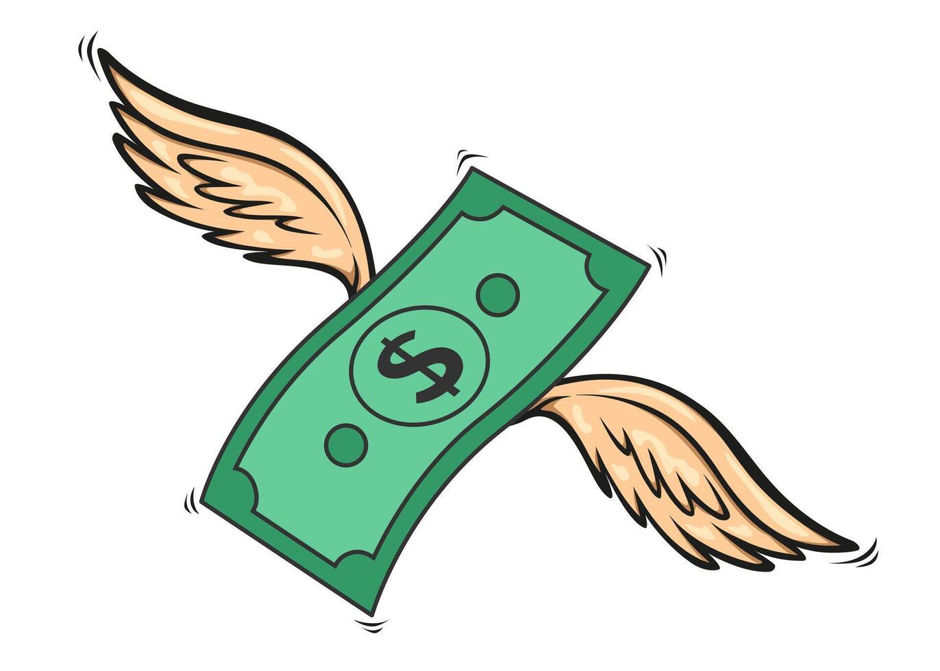 Flying dollar money with wings. vector